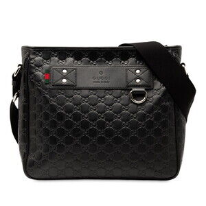 Gucci Guccissima Shoulder Bag Black Leather